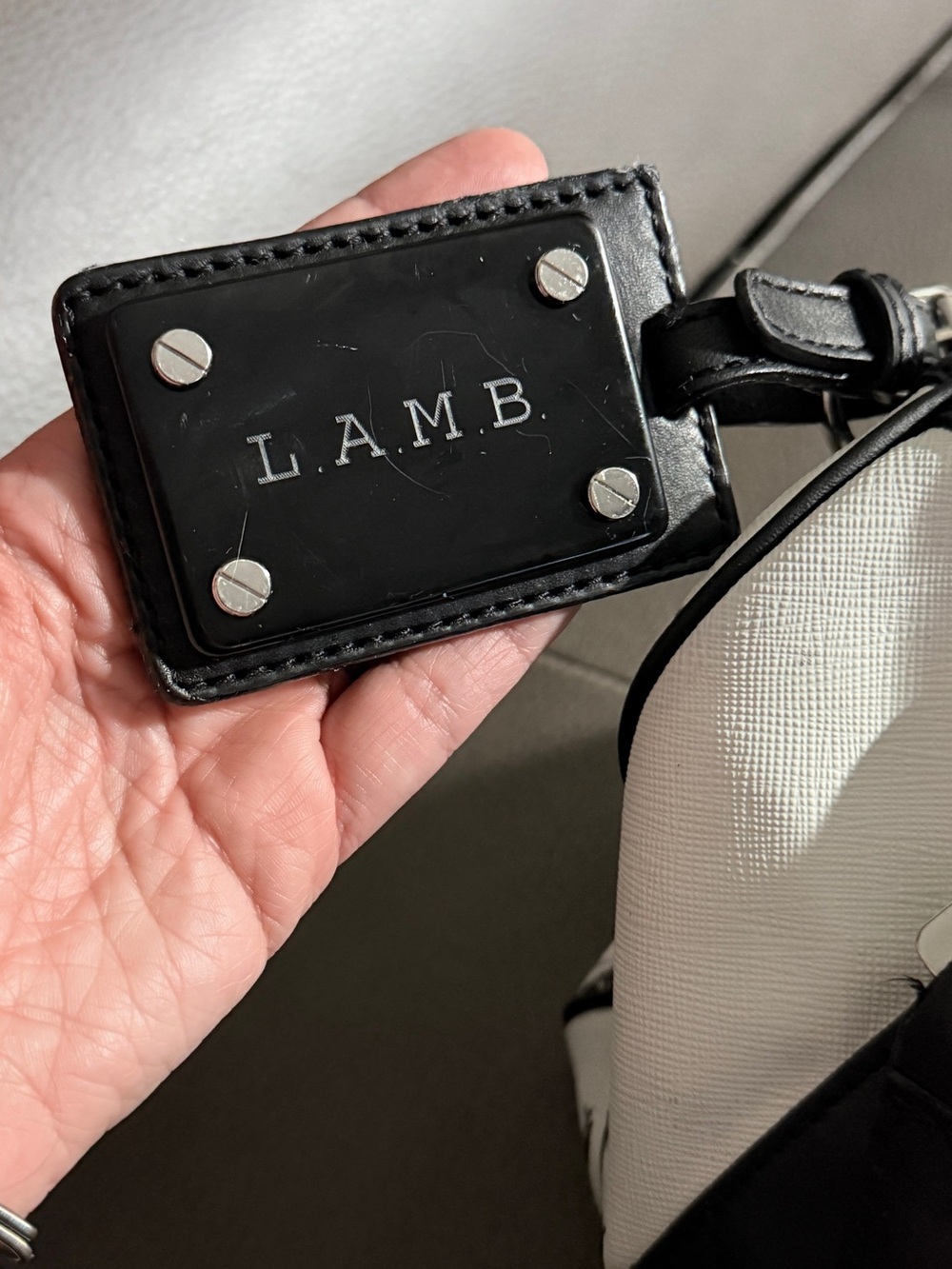 L.A.M.B. White StreetStyle Mini Duffel with Black Leather Trim - Picture 4 of 4